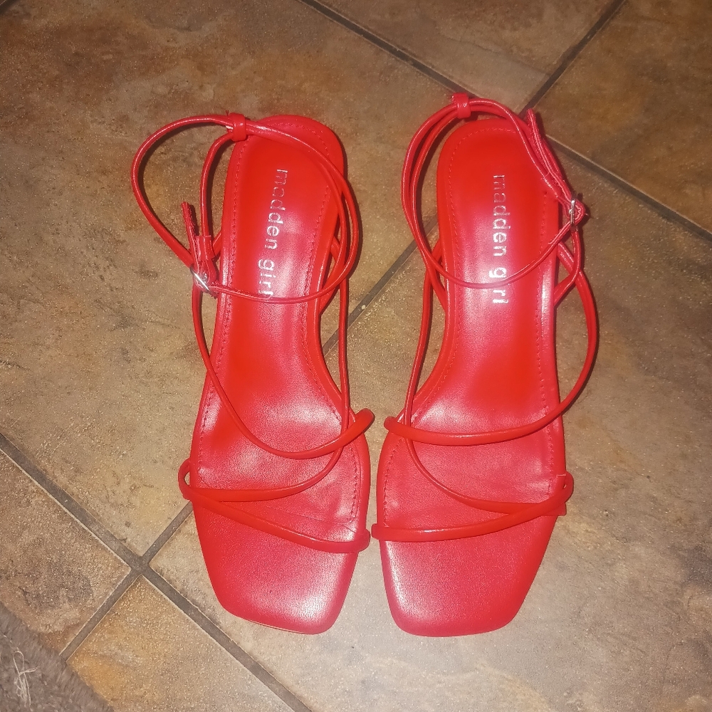 Madden Girl Vibrant Red Strappy Heels